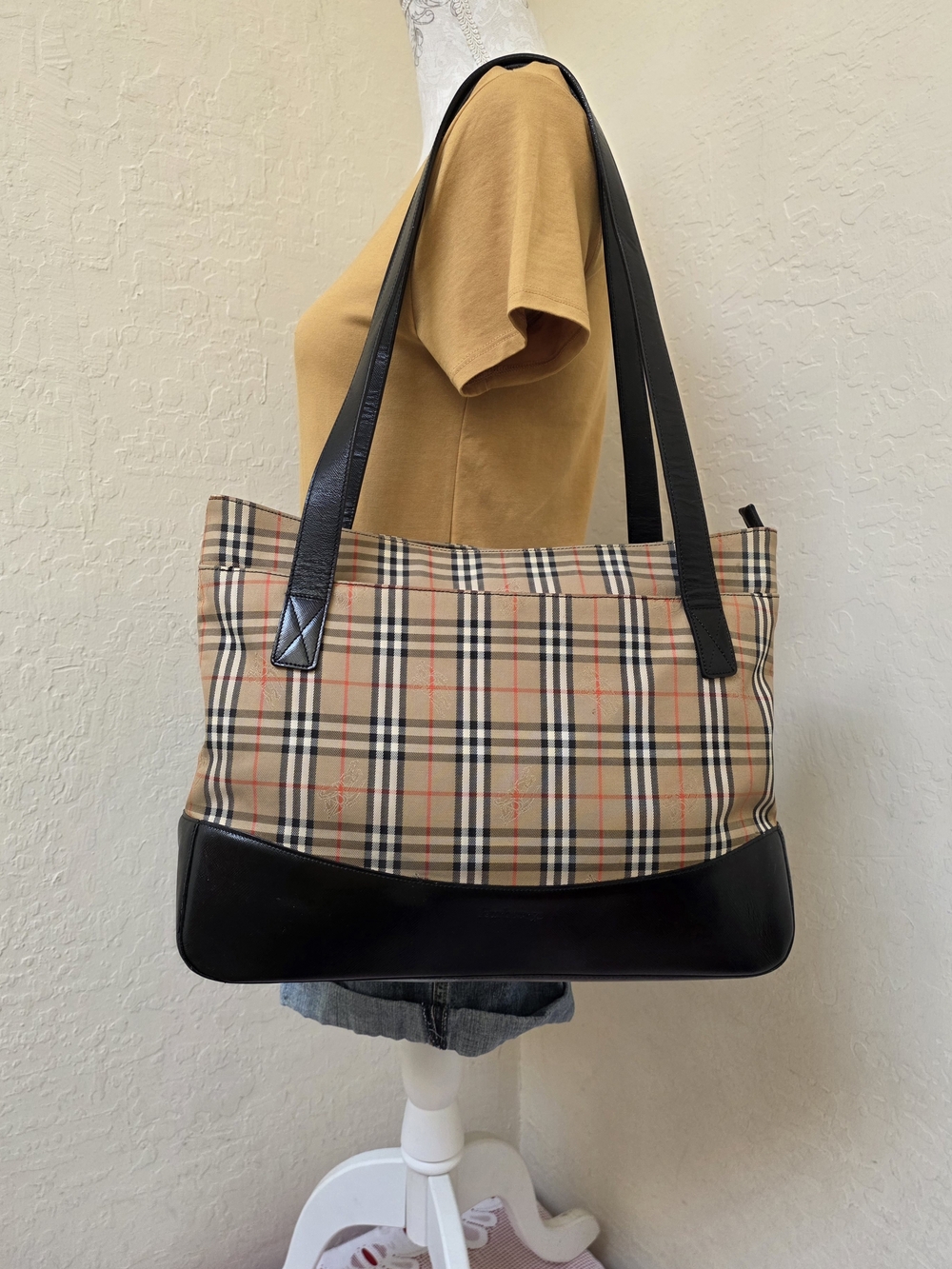 Burberry Canvas Nova Check Top Zip Tote Bag AUTHENTIC - Picture 4 of 16